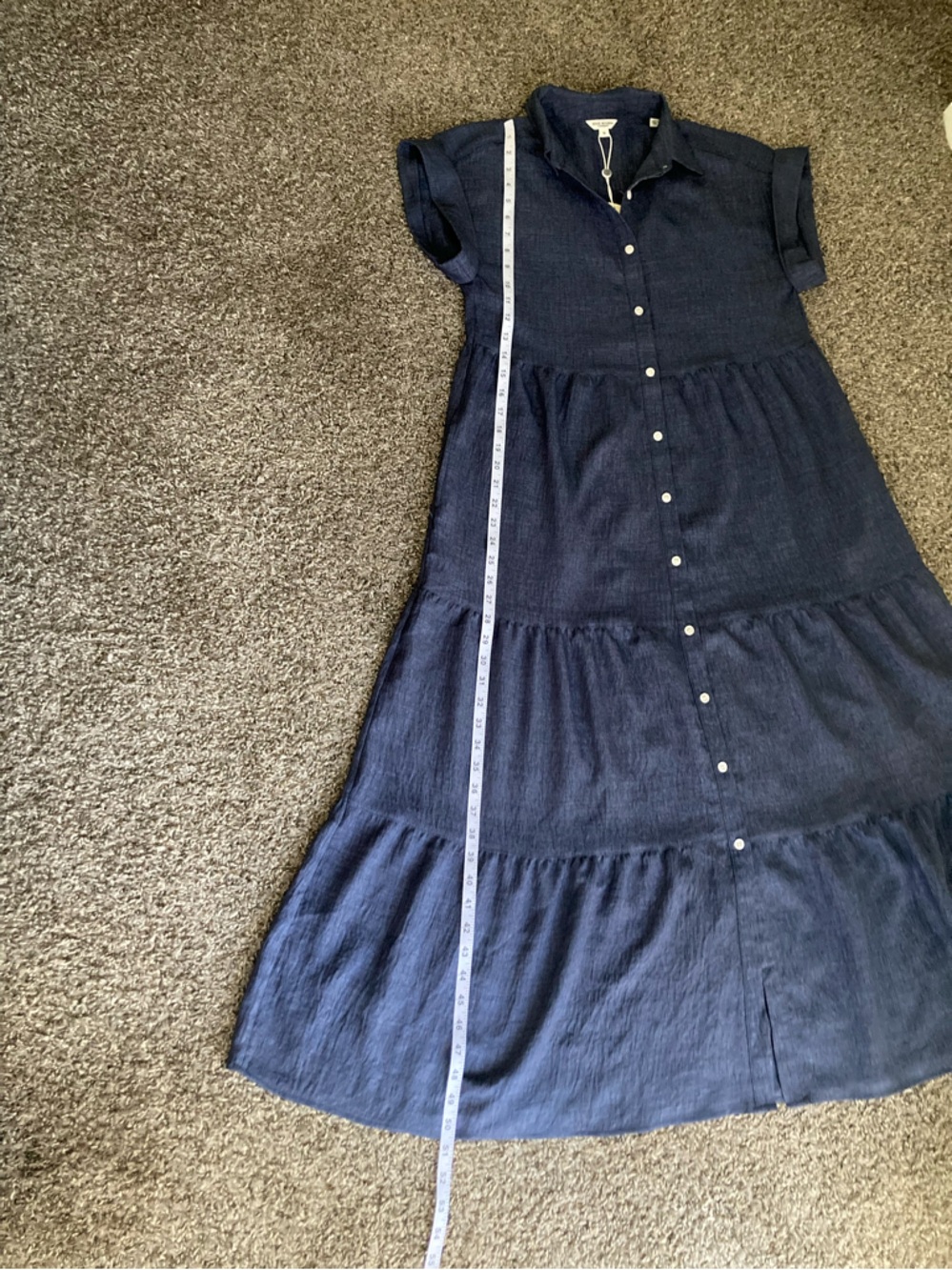 Max Studio Navy Button-Front Tiered Maxi Dress - Picture 5 of 9